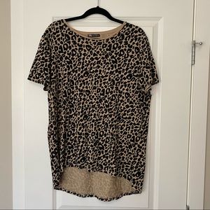 Zara Leopard Print Long T Shirt